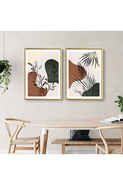 Linacci Set of 2 Gold Metal Framed Bohemian Leaf Real Glass Table