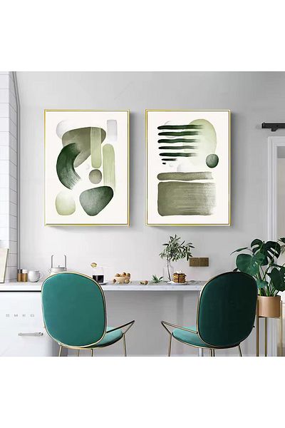 Linacci Set of 2 Gold Metal Framed Green Fashion Real Glass Table