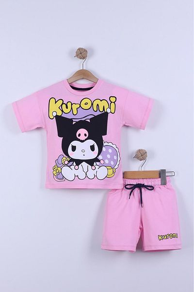 EXTRAÇARŞI Character Printed Girl's T-Shirt Shorts Suit 3/6 Years