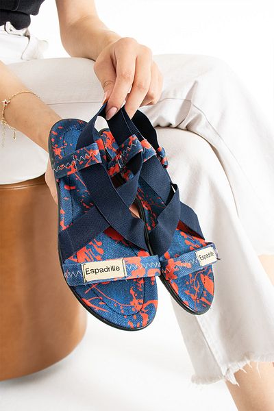 star shoes Sandale de damă din denim portocaliu elastic
