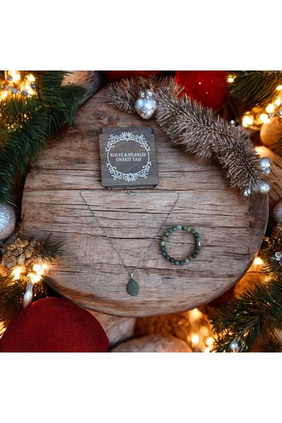 Mithril Club Natural Unakite Stone Bracelet and Necklace Set