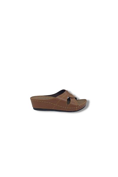 Zerhan 1854 Women's Tan Daily Use Wedge Heel Slippers