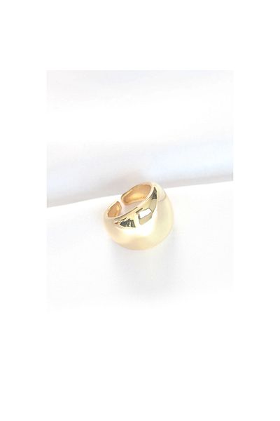 Marsilyan Gold Color Adjustable Curved Mirror Ring