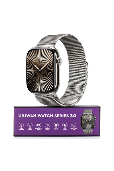 Urjwan Smartwatch Series 10 - Silver 42 Mm | Amoled Display, Photo Display Feature, With Extra Strap.