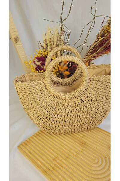 Minya collection Hasır Rattan Büyük Boy Çanta
