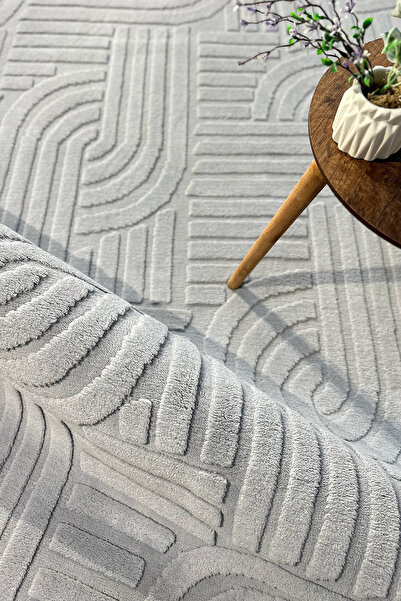 PINKIE HOME Γκρι μαλακό βελούδινο χαλί με ανάγλυφο σχέδιο, χαλί σαλονιού, χαλί κρεβατοκάμαρας, χαλί δαπέδου, χαλί κουζίνας