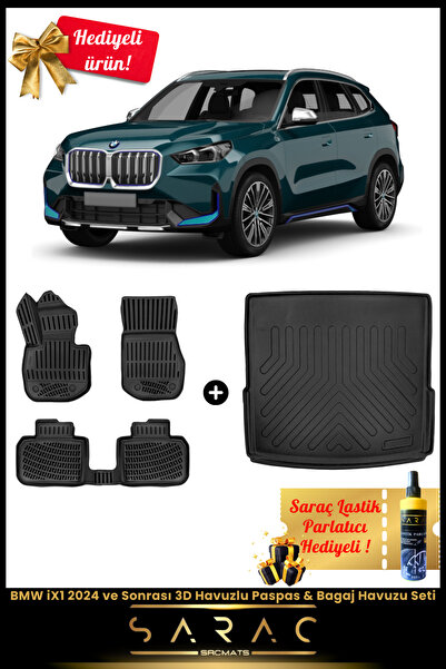 SRCMATS BMW iX1 2024 ve Sonrası Araca Özel 3D Havuzlu Paspas & Bagaj Havuzu S...