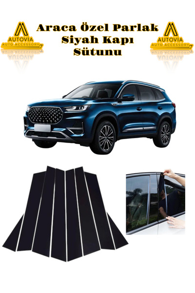 Autovia Chery Tiggo 8 Pro Araca Özel Piano Black Direk ve Cam Çerçevesi Sutün...