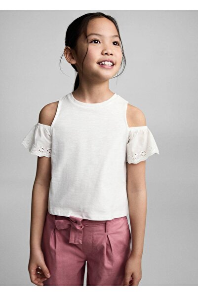 MANGO Kids Pamuklu keten palazzo pantolon