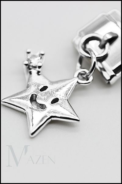 MAZEN 1 Piece Smile Star Hanging Italian Steel Bracelet Charm