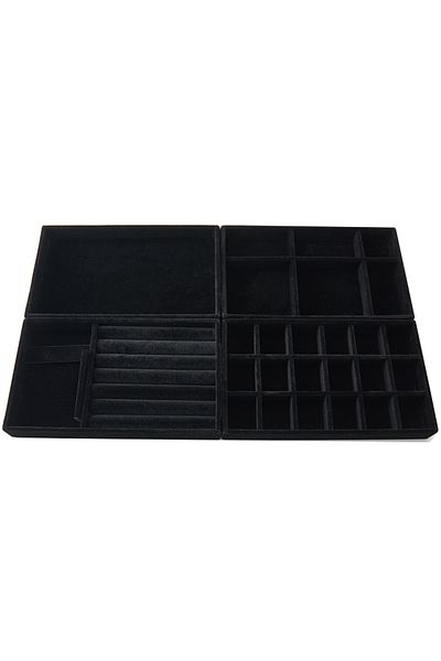 Choice Black 4-piece set 4pcs Hot Sales Fashion Portable Velvet Jewelry Ring Jewelry Display Organizer Box