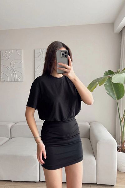 MOZENA Gathered Skirt Mini Dress