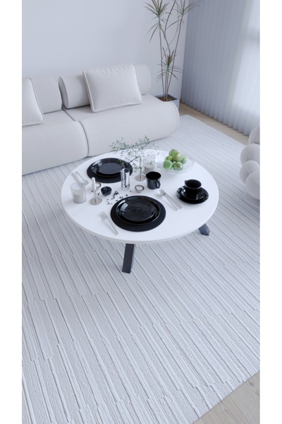 moka park avm Kozam Orta Yuvarlak Katlanabilir Ayaklı Gri Yer Sofrası 90 Cm Ç...