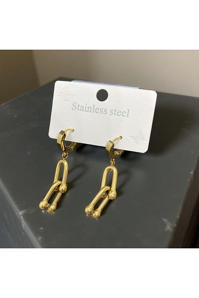 FM Stylish Gold Color Design 316L Steel Earrings - Modern and Stunning