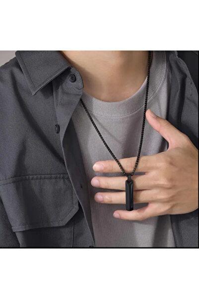 Tudivanyu Aksesuar Stainless Steel Letter D Black Unisex Necklace