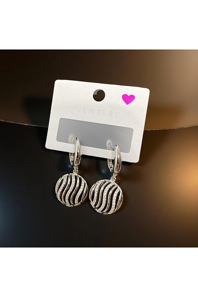 FM Modern Waves Pattern Silver Color 316L Steel Earrings - Ideal for Stylish and Everyday Use