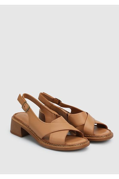 Eclipse Tan Leather Women's Heeled Sandals