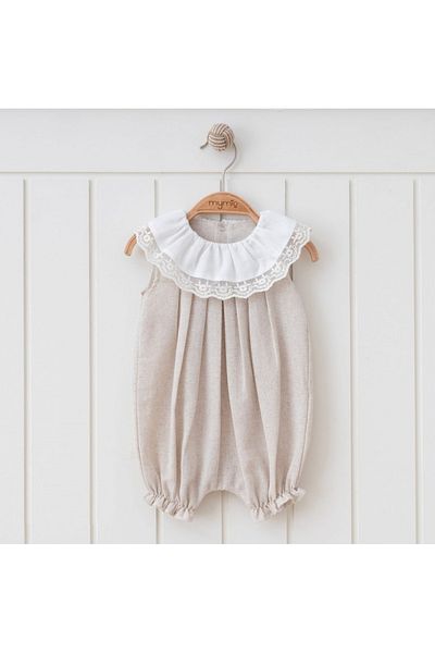 Butik Baby Linen Girl Collared Barbatöz Jumpsuit