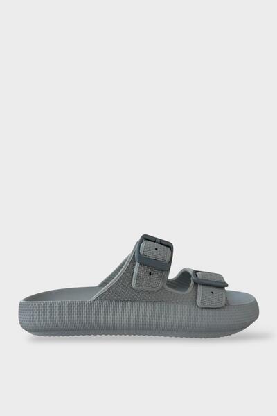 Liger Unisex Παντόφλες Ιατρικές Ελαφριές Παντόφλες Eva με Διπλή Πόρπη ΓΚΡΙ