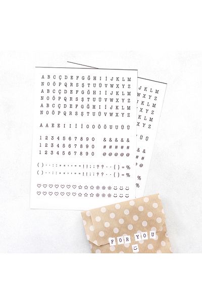 Sticksy White Letter-Number Sticker Set, 8x10 Mm 2 Sheets