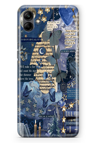 moonset Samsung Galaxy A04 Uyumlu Kolaj Tasarımlı Baskılı Şeffaf Telefon Kılıfı