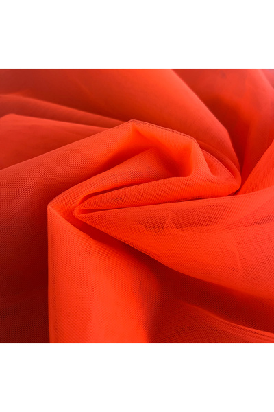 Ak-teksim Kumaş Tekstil Tasarım Neon Orange Crystal Tulle (3 Meters Width) Dress, Wedding, Party, Decoration, Handicraft