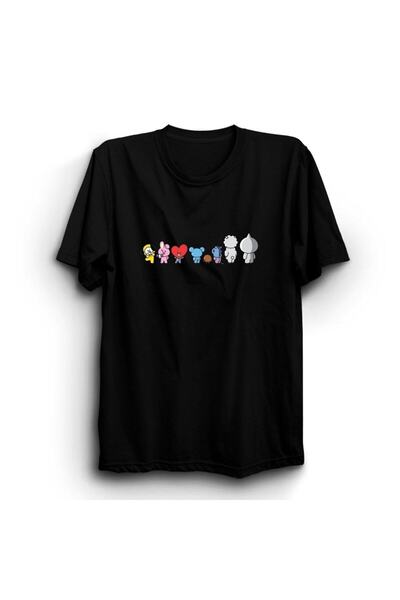 The Fame Bt21, Bts dizajn anime manga unisex, 100% pamuk crna majica