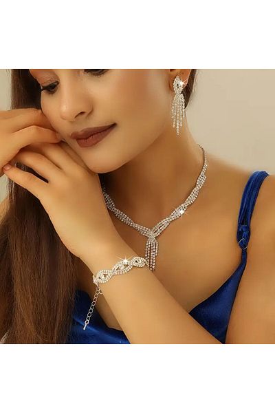 Flaner Paris Accessorize Milie Crystal Shine Necklace Women's Necklace Earrings Bracelet Set