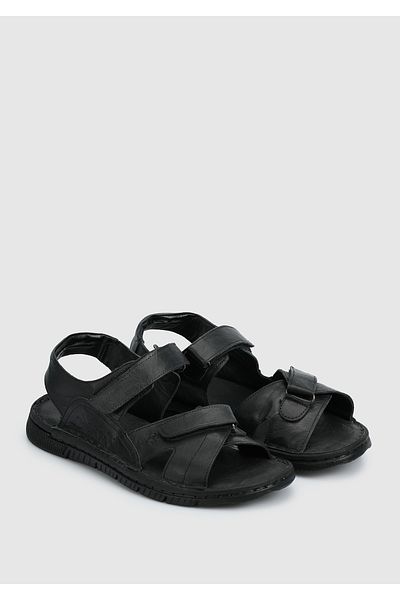 Eclipse Μαύρα δερμάτινα ανδρικά πέδιλα Comfort
