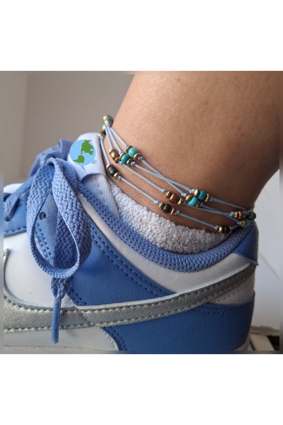 azra takı tasarım Handmade Blue and Colorful Anklet