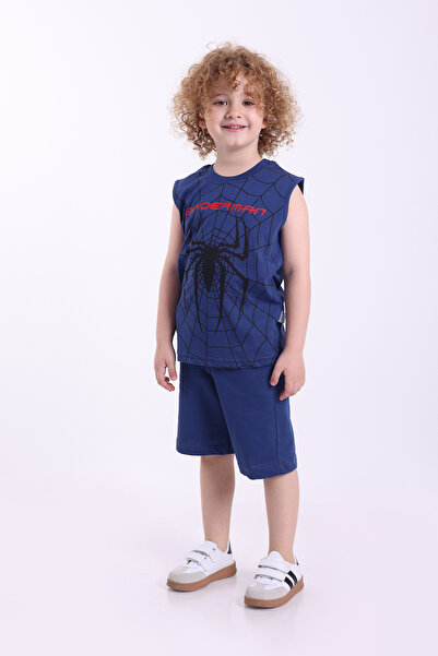 Mixima Örümcek Adam Baskılı Kolsuz 3-6 Yaş Erkek Çocuk Oversize Şortlu Yazlık Takım
