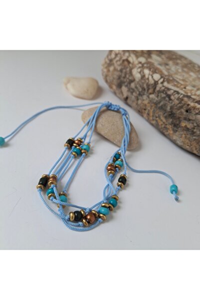 azra takı tasarım Handmade Blue and Colorful Anklet