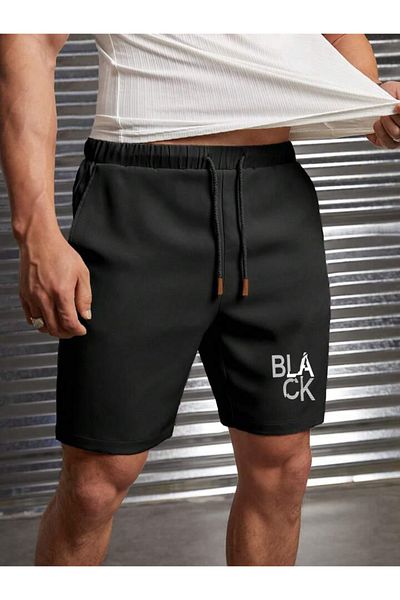 Relax family xf Ανδρικό μαύρο σορτς Slimfit Mold Μαύρο βαμβακερό ύφασμα