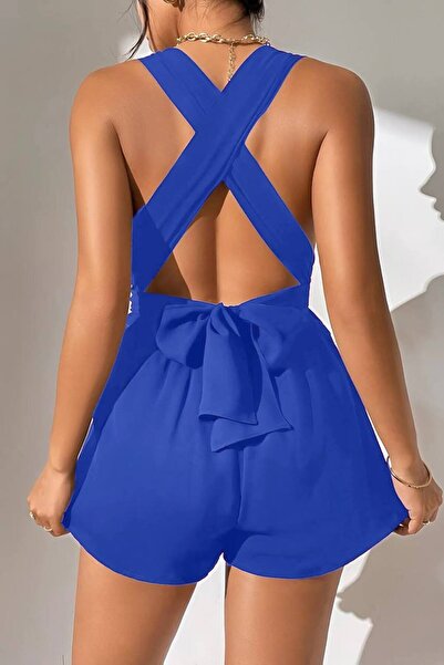 sportiness Salopetă mini pantaloni scurți cu cravată