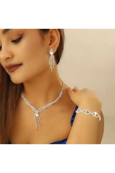 Flaner Paris Accessorize Milie Crystal Shine Necklace Women's Necklace Earrings Bracelet Set