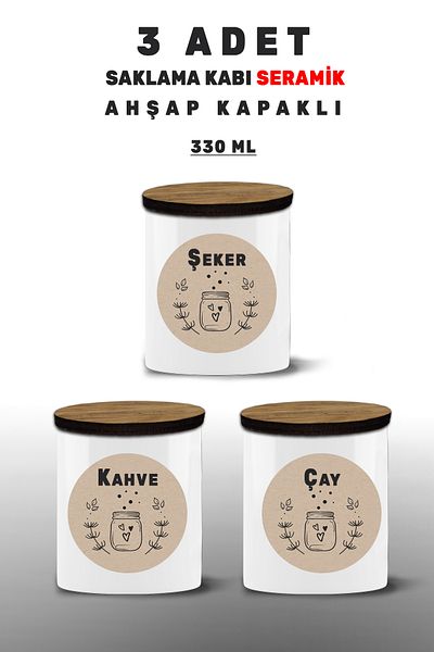 yeditepe hayat 3 Storage Containers - Spice Rack Set - Tea Sugar Coffee Storage Container