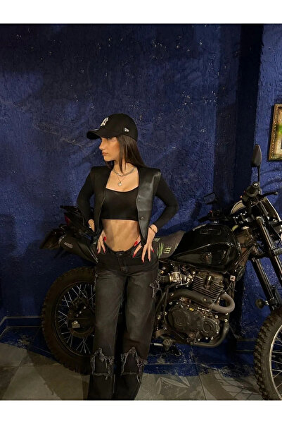 Bravebell Star Black Washed Baggy Jeans with Star Embossed Detail
