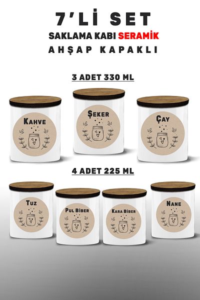 yeditepe hayat 7 Storage Container Salt-Peper-Pickles Pepper-Tea-Sugar-Coffee-Mint Spice Suit