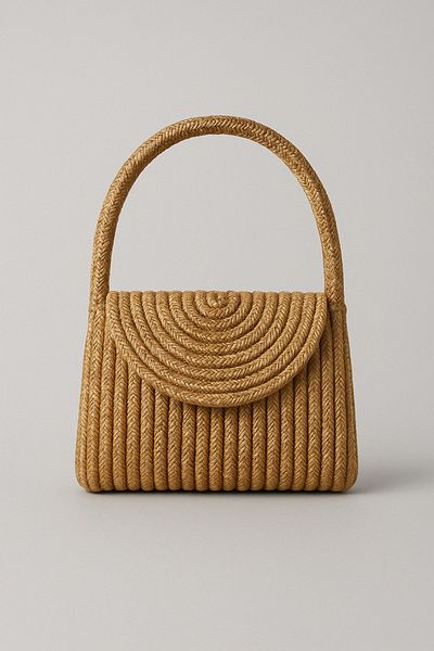 Magu Girl's Jute Straw Spiral Handbag - Summer Mini Model