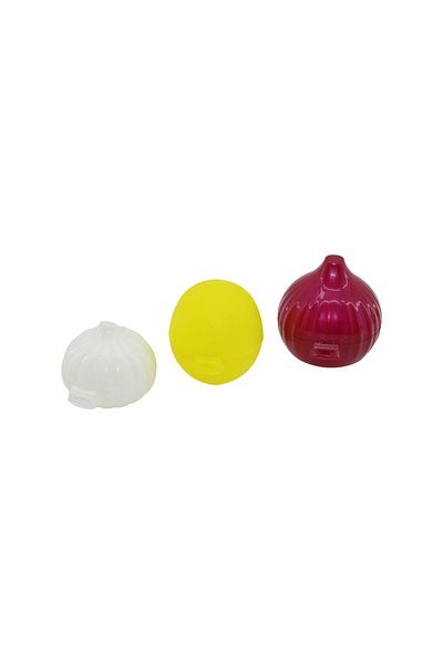 Narnuga 3-Piece Storage Box Lemon - Onion - Garlic Color Plastic Mesh Packaging (47 - Mct7904-4155
