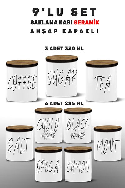 yeditepe hayat 9-Piece Spice Rack Set - 9 Storage Containers, 6 Small and 3 Large Sizes (9Mdl4)