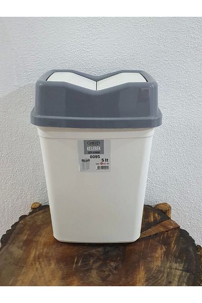 ÇAYLAR AVM Violet butterfly trash can 5 liters white