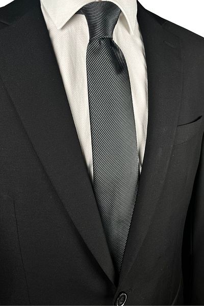 1001 Kravat 7 cm Wide Black Striped Thin Tie