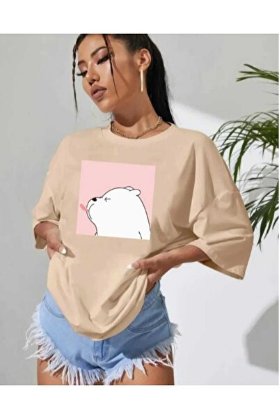 KOZİA OUTDOORS Tricou basic supradimensionat cu imprimeu cu ursuleț drăguț ma...