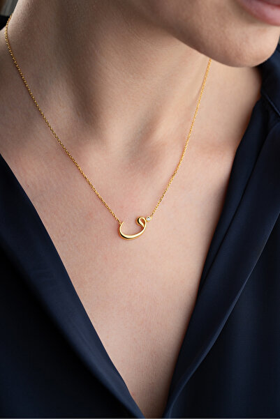 Silvano Jewelry 925 Ayar Gümüş Elif Vav Kolye