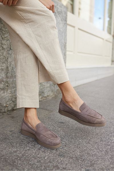 ANGELİNA JONES Monti Women's Mink Real Suet Loafer Shoes