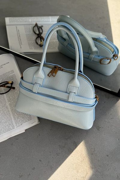 LEONAS Geantă de mână și de umăr Marina Blue pentru femei cu accesorii importate și fermoar