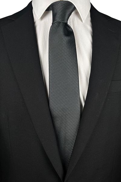 1001 Kravat 7 cm Wide Black Striped Thin Tie