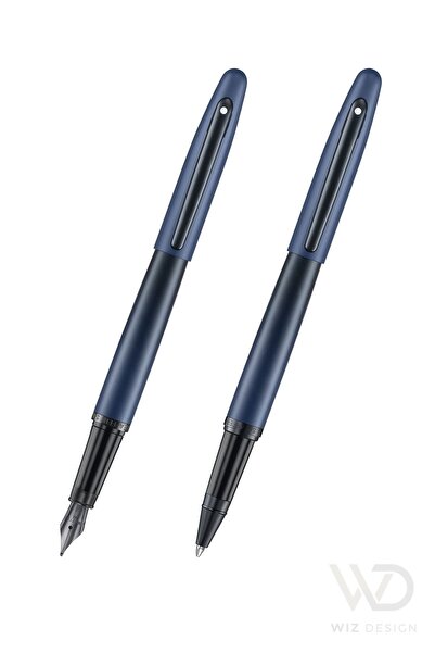 Sheaffer مجموعة أقلام Vfm Dolmakalem Roller باللون الأزرق غير اللامع مع صندوق هدايا خاص