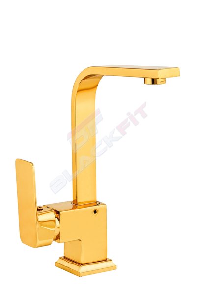 BF BLACKFİT Kare Gold Lavabo Bataryası Banyo Lavabo Çeşmesi Çift Su Girişli